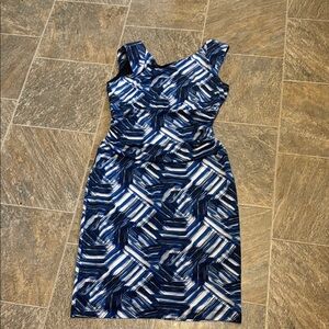 Nine West One Shoulder Blue and White Dress